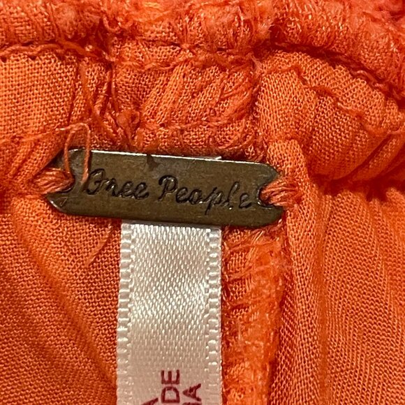 FREE PEOPLE "Antoinette" Deep V Sleeveless Baby Doll Boho Mini Dress, Orange - L - Picture 7 of 12